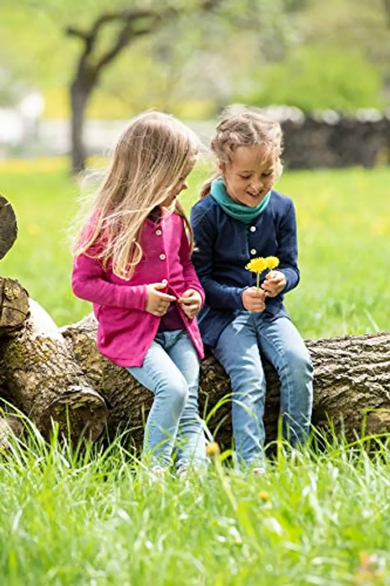 Engel Natur Sciarpa tubolare, per bambini, a costine sottili, in 70% lana (kbT), 30% seta, di colore turchese miniatura 2
