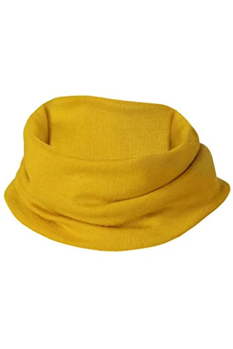 Engel Natur Sciarpa tubolare, per bambini, in 70% lana (kbT), 30% seta, di colore giallo zafferano