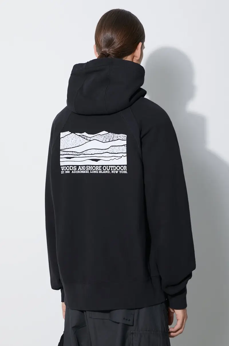 felpa in cotone Raglan Hoodie uomo colore nero con cappuccio 23F1B021.NP098 miniatura 3