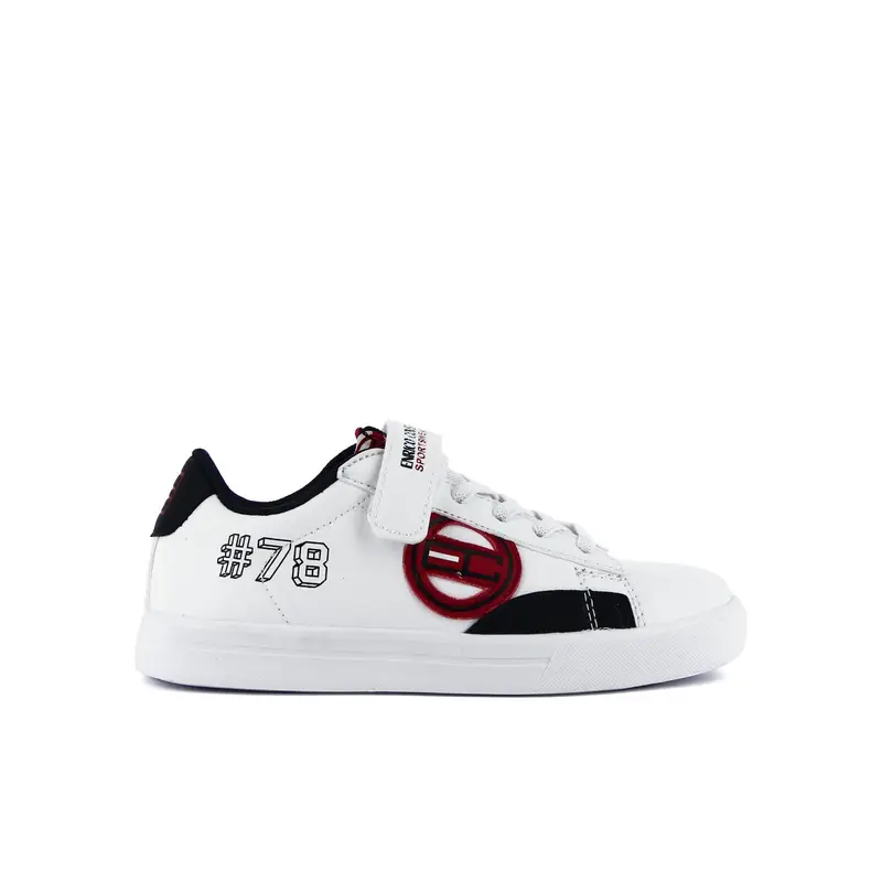 Sneakers bianche con strappo e logo