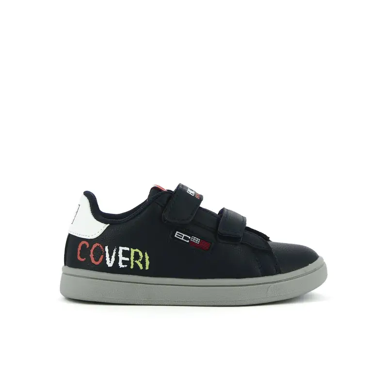 Sneakers blu con doppio velcro e logo