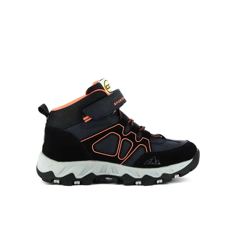 Sneakers nere con profili fluo con strappo e maxi suola