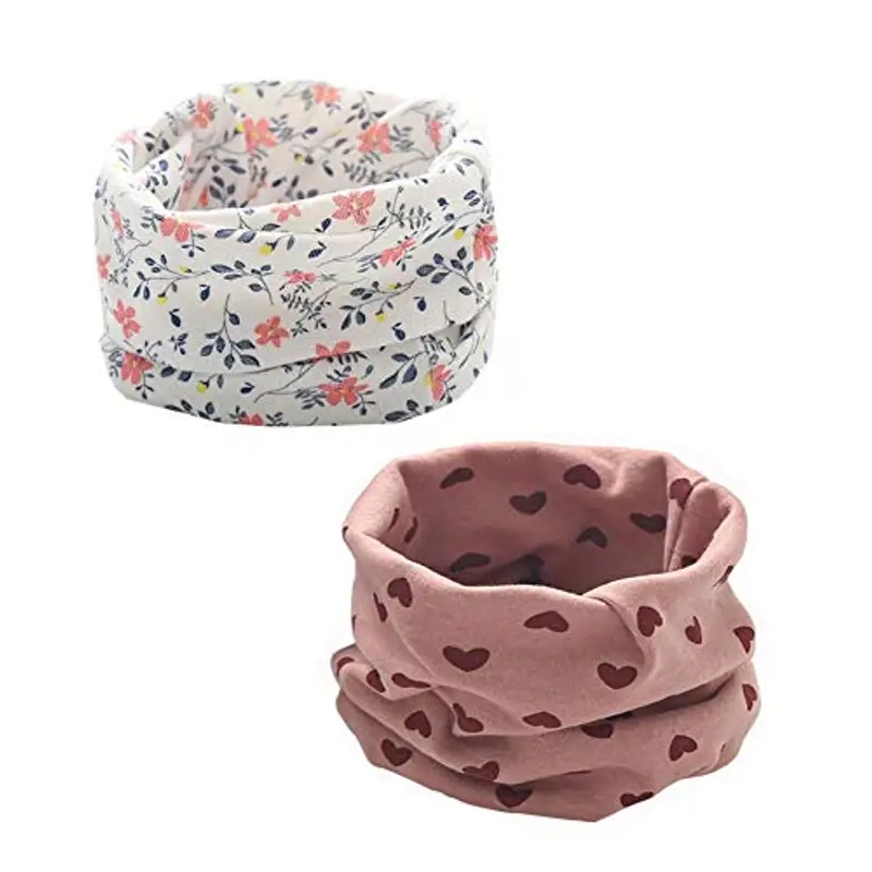 ENSTAB 2 sciarpe scaldacollo per bambini in cotone, per autunno e inverno, sciarpa, collo caldo per ragazza e ragazzo (Bambina A-2.)