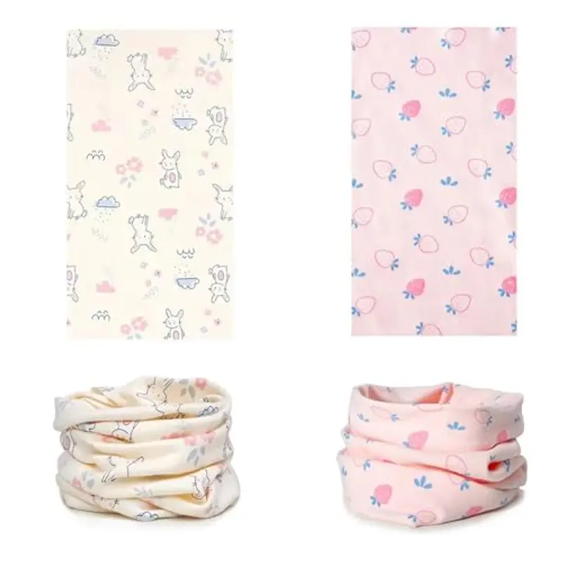 ENSTAB 2 sciarpe scaldacollo per bambini in cotone, per autunno e inverno, sciarpa, collo caldo per ragazza e ragazzo (Ragazza-E) miniatura 2