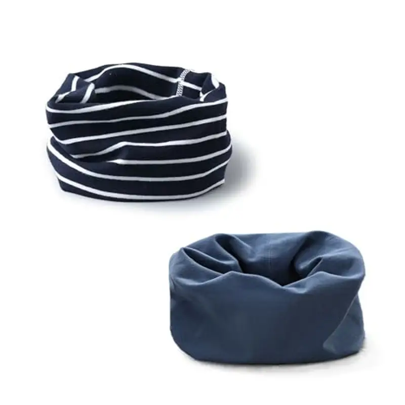 Enstab Sciarpa scaldacollo per bambini, in cotone, ad anello, per autunno e inverno, unisex, 2 pezzi, W22/L40