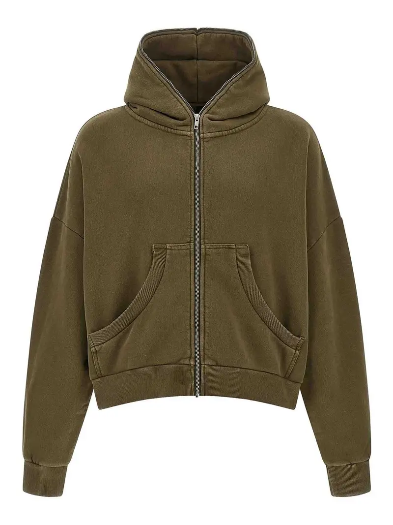 Con cappuccio eterno lavato con zip Verde