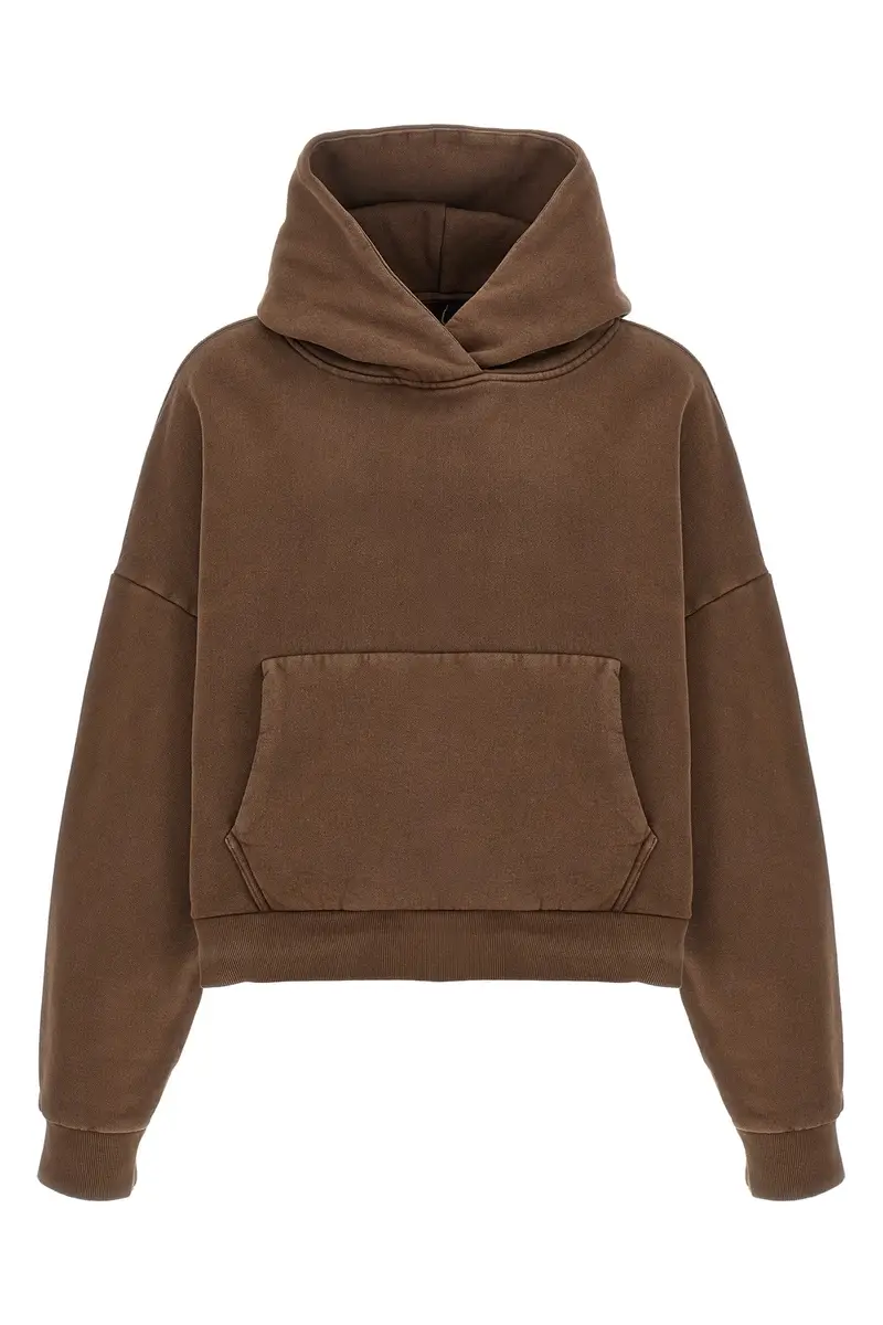 Felpa Con Cappuccio Crop Marrone