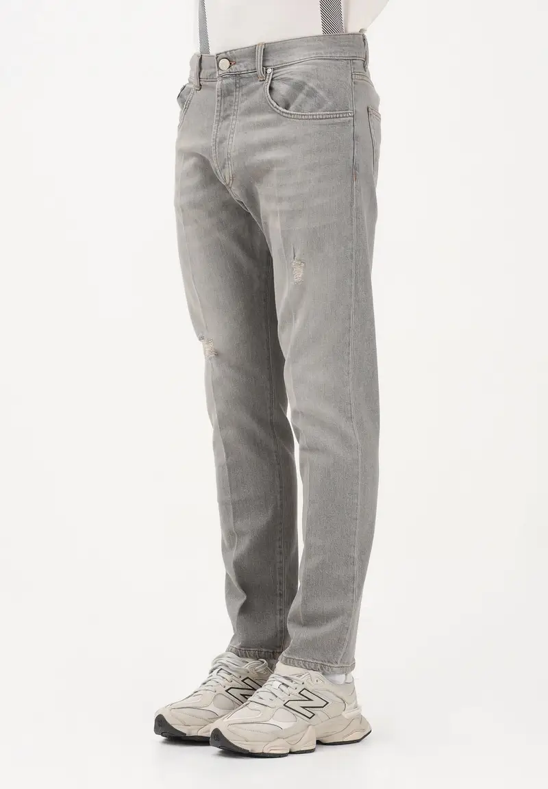Jeans in denim grigio sabbiato da uomo