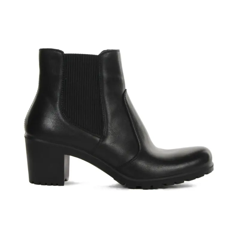 Stivaletti neri comfort in pelle modello chelsea con tacco basso