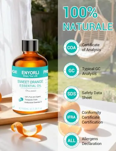 ENYORLI Olio Essenziale Bergamotto 100ml Naturale Puro al 100% per Capelli, Pelle, Diffusore di Aromi, Aromaterapia e miniatura 3