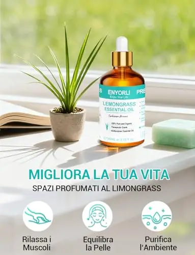 ENYORLI Olio Essenziale di Citronella 100ml Estratto Naturale Puro al 100% Adatto per Lenire, Rilassare, Curare la miniatura 3