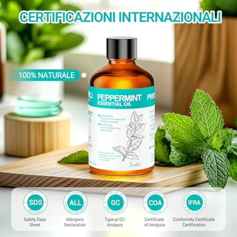 ENYORLI Olio Essenziale di Menta Piperita 100ml 100% Naturale per la Cura della pelle l'aromaterapia il Massaggio e l'aromaterapia Contagocce a Volume Controllato Incluso miniatura 2
