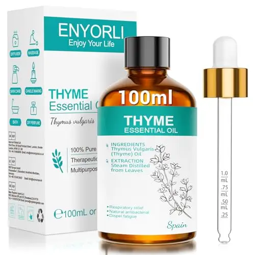 ENYORLI Olio Essenziale di Timo 100ml 100% Puro e Naturale Adatto per Aromaterapia Purificatori d'aria Pulizia della