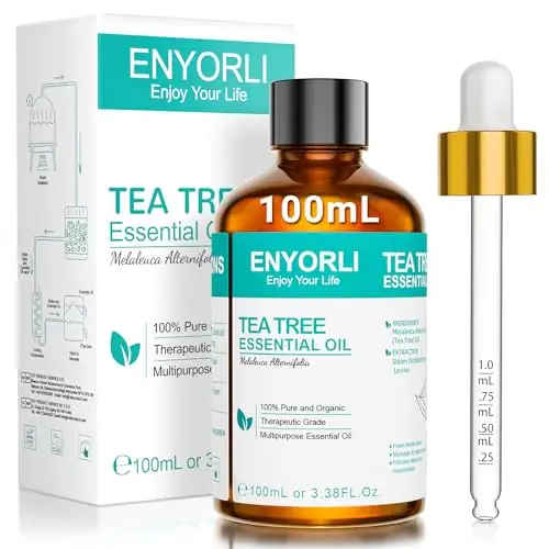 ENYORLI Tea Tree Essenziale Olio 100mL Naturale Tea Tree Olio per Pelle Viso Capelli Unghie, Aromaterapia, Diffusori,