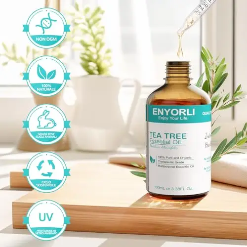 ENYORLI Tea Tree Essenziale Olio 100mL Naturale Tea Tree Olio per Pelle Viso Capelli Unghie, Aromaterapia, Diffusori miniatura 2
