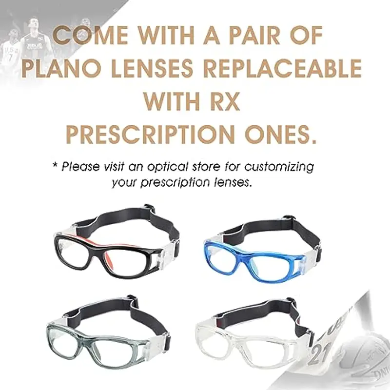 EnzoDate Bambini Pallacanestro Occhiali per ragazzi & Ragazze, Clear Lens Teenage Sport Occhiali, Occhiali di miniatura 3