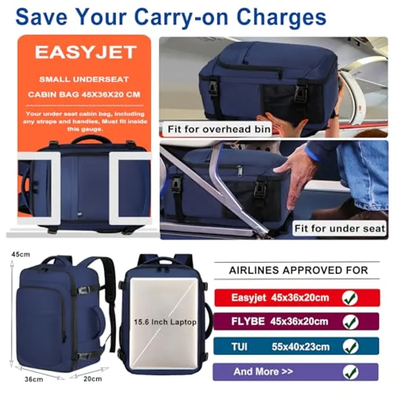 ENZOSUM Zaino da viaggio Blu 1600108 miniatura 2