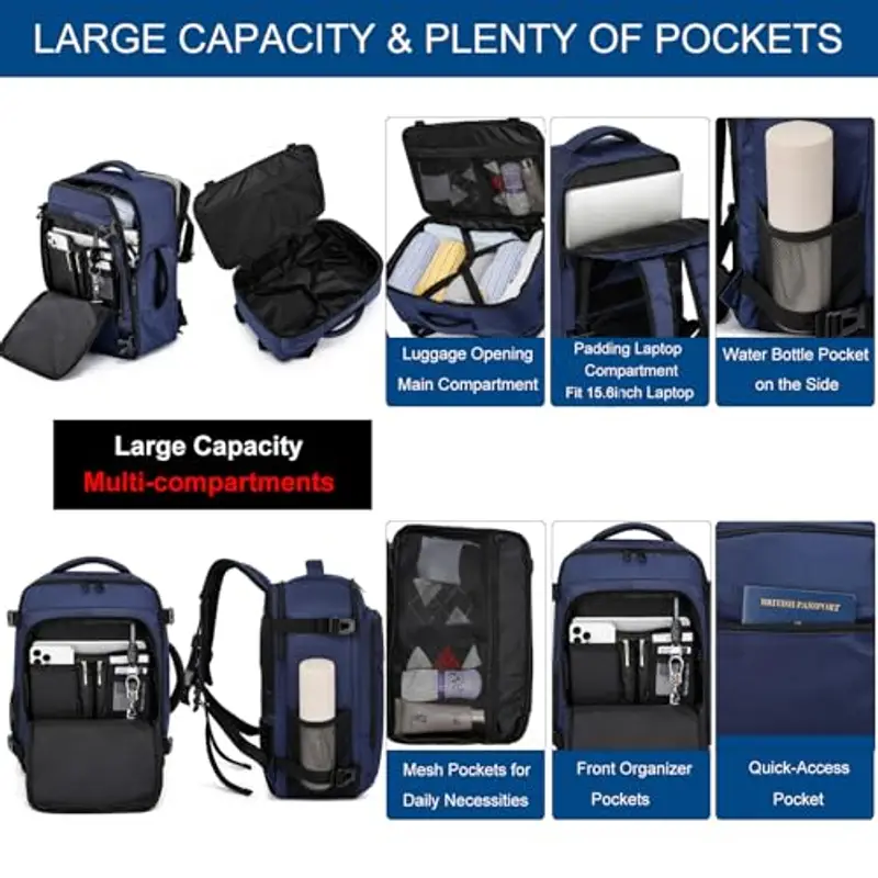 ENZOSUM Zaino da viaggio Blu 1600108 miniatura 3