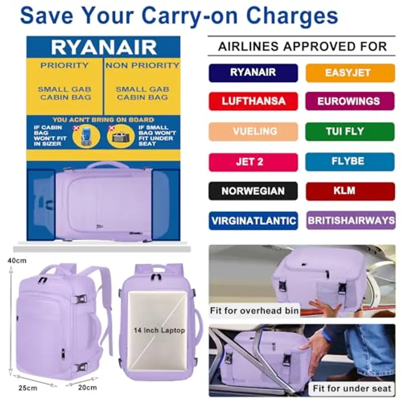 ENZOSUM Zaino da viaggio Viola 1917644 miniatura 2