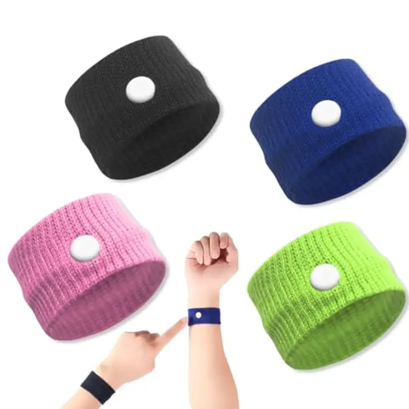 EODKSE 4 Braccialetti Antinausea per Bambini e Adulti, con Digitopressione Anti-malessere per Alleviare la Nausea, per Cinetosi e Mal di Testa,