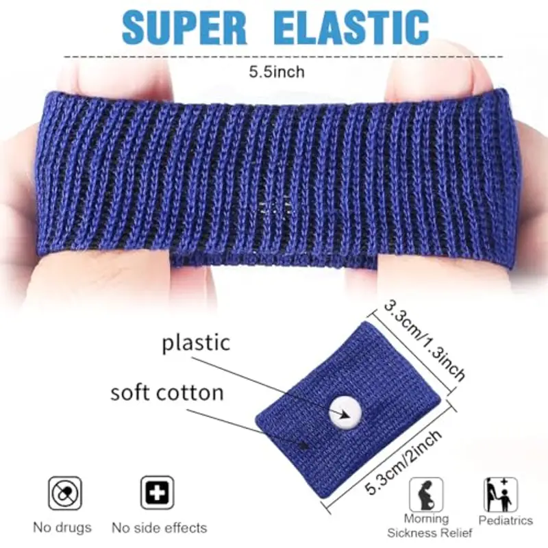 EODKSE 4 Braccialetti Antinausea per Bambini e Adulti, con Digitopressione Anti-malessere per Alleviare la Nausea, per Cinetosi e Mal di Testa miniatura 2