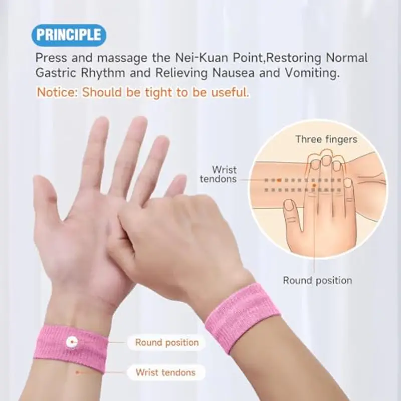 EODKSE 4 Braccialetti Antinausea per Bambini e Adulti, con Digitopressione Anti-malessere per Alleviare la Nausea, per Cinetosi e Mal di Testa miniatura 3