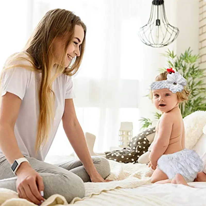 EQLEF Bloomers Bambina sveglio e Soft Lace Ruffle Bloomers Diaper Covers fascia Set For Baby (bianco) miniatura 2