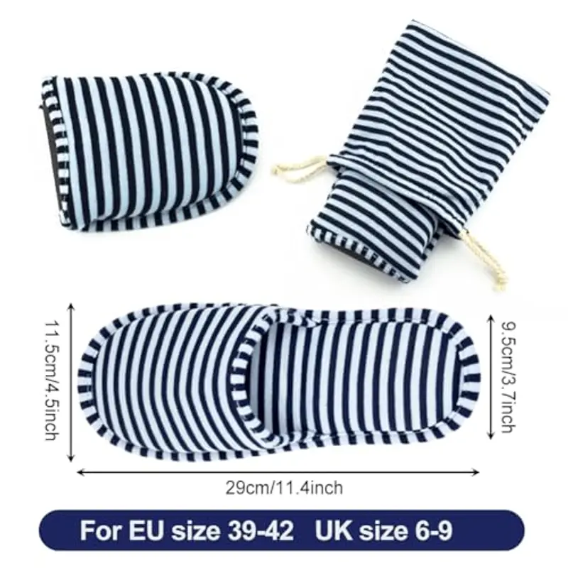 EQLEF Cotone Slipper Una coppia Blu Esterni pieghevole portatile non monouso miniatura 2