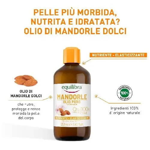 equilibra Corpo, Olio di Mandorle Puro, Olio di Mandorle Dolci, Protettivo, Nutriente ed Elasticizzante, Aiuta a miniatura 2