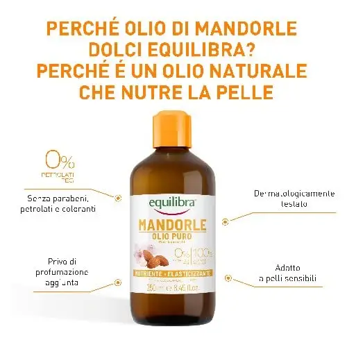 equilibra Corpo, Olio di Mandorle Puro, Olio di Mandorle Dolci, Protettivo, Nutriente ed Elasticizzante, Aiuta a miniatura 3