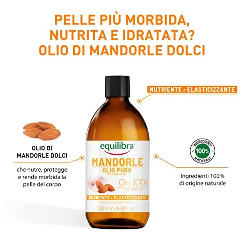 equilibra Corpo, Olio di Mandorle Puro, Olio di Mandorle Dolci, Protettivo, Nutriente ed Elasticizzante, Aiuta a miniatura 2