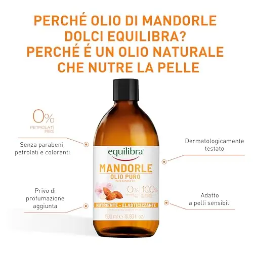 equilibra Corpo, Olio di Mandorle Puro, Olio di Mandorle Dolci, Protettivo, Nutriente ed Elasticizzante, Aiuta a miniatura 3