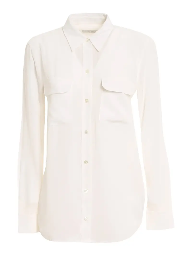 Camicia in seta con tasche applicate Bianco