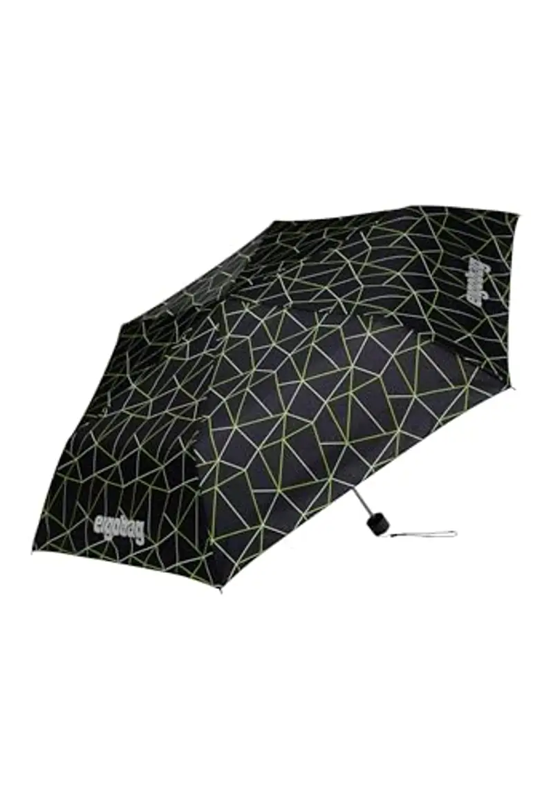 ergobag Ombrello Ombrello da cartella per bambini, ultraleggero e piccolo con tasca, Ø90 cm CyBear Race - Nero