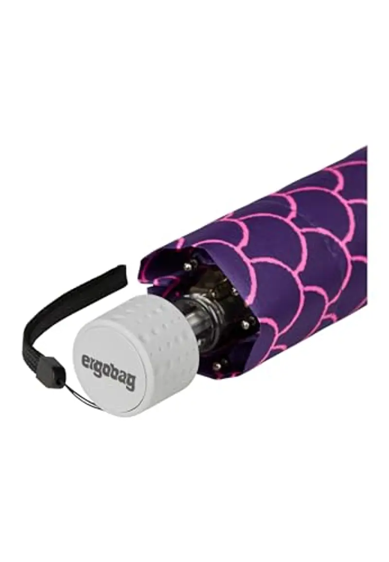 ergobag Ombrello Ombrello da cartella per bambini, ultraleggero e piccolo con tasca, Ø90 cm Pearl DiveBear - Lilla miniatura 3