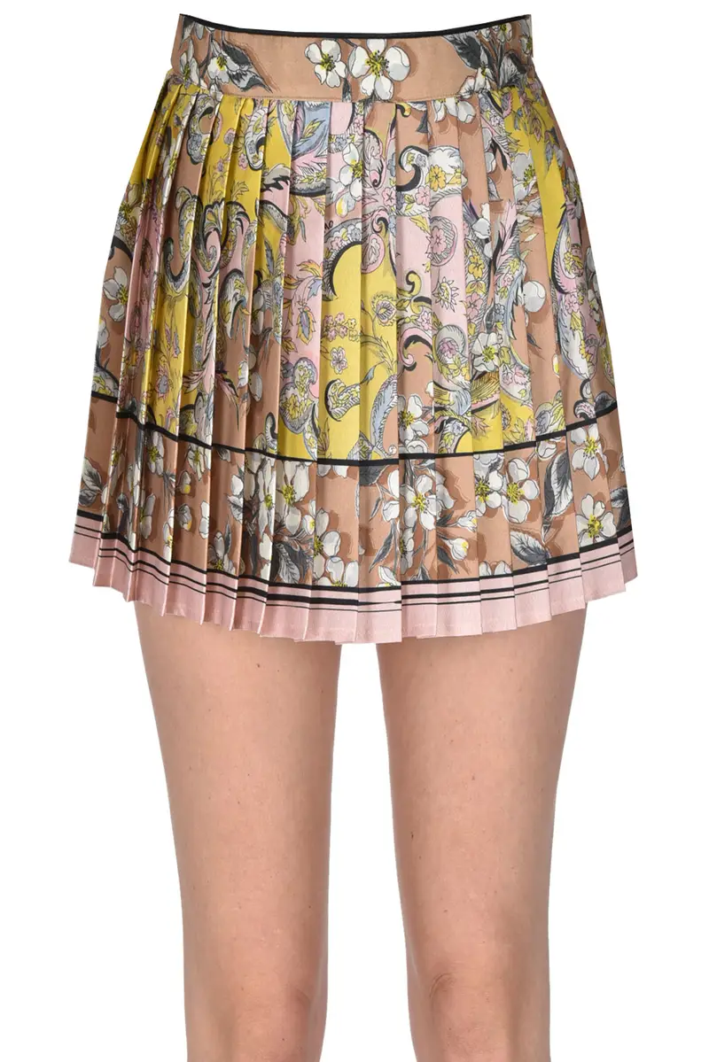 Minigonna plissettata in satin Multicolore