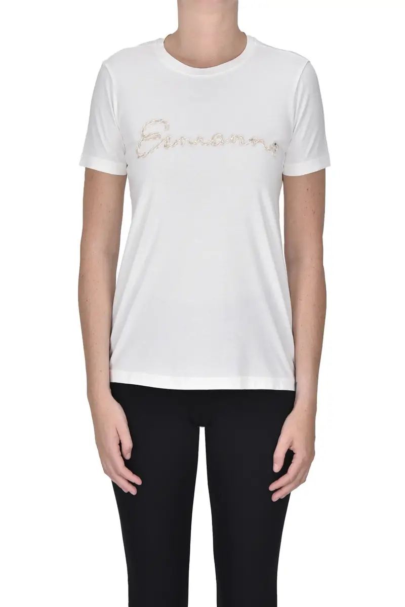 T-shirt con logo ricamato