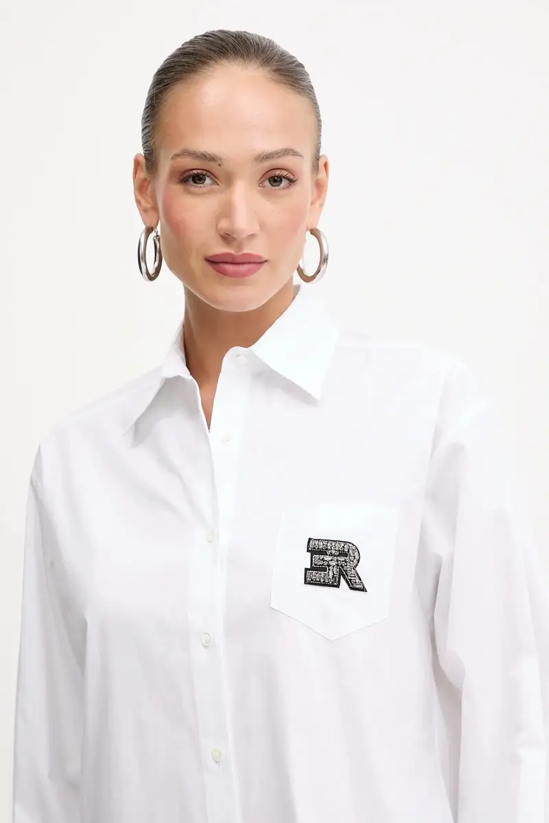camicia in cotone Bianco miniatura 4
