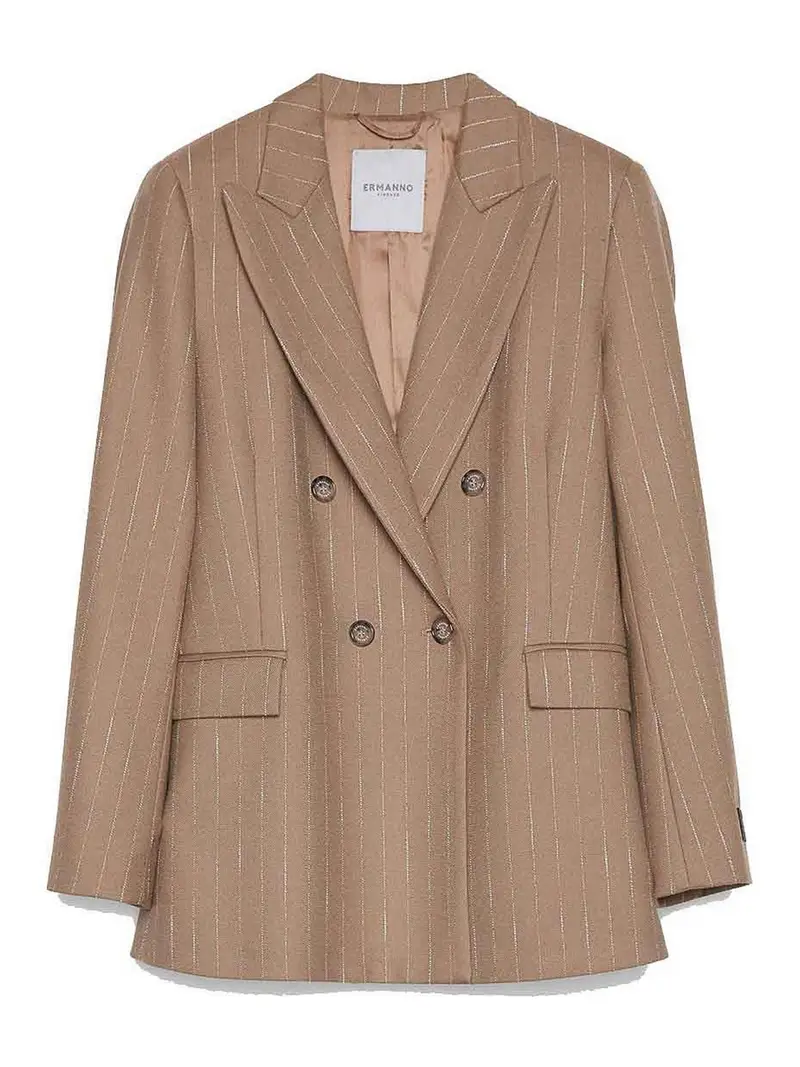 Giacca Gessata Doppiopetto Marrone