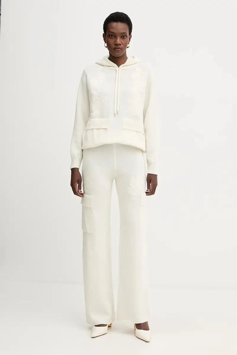 pantaloni della tuta con lana Beige miniatura 2