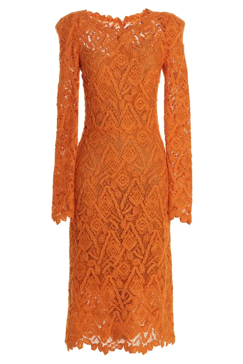 Abito Pizzo Macramè Arancione