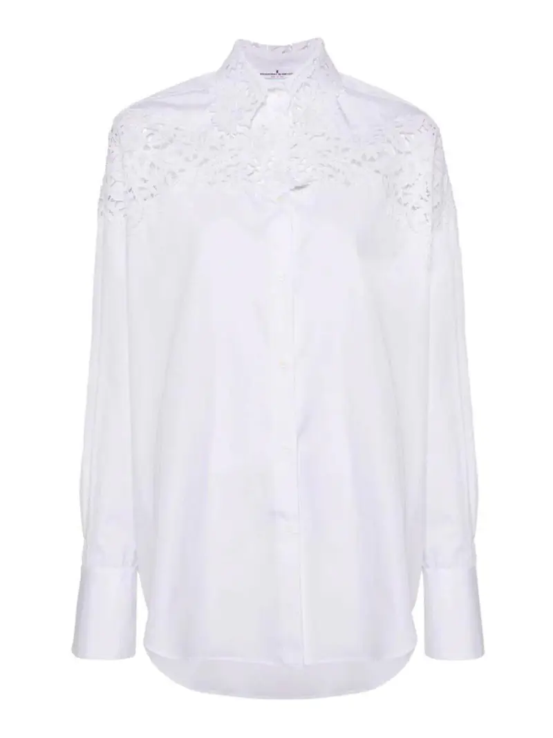Camicia Con Pizzo Bianco