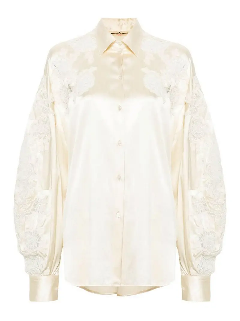 Camicia Con Ricamo Bianco