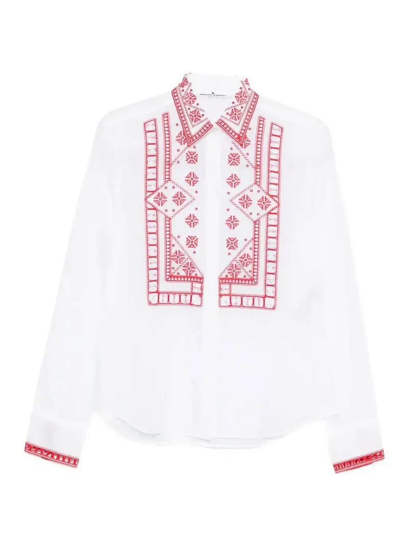 Camicia Con Ricamo Bianco