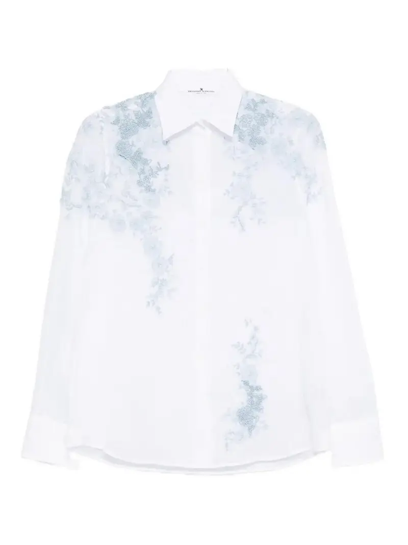 Camicia Con Ricamo Bianco
