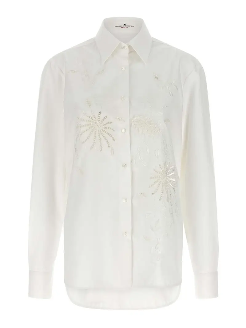 Camicia in cotone ricamato Bianco