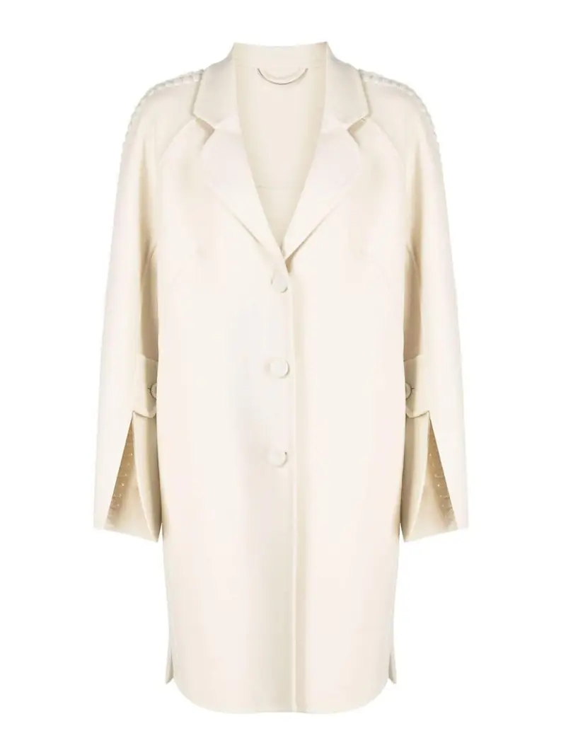 Cappotto in lana con revers dentellati Beige