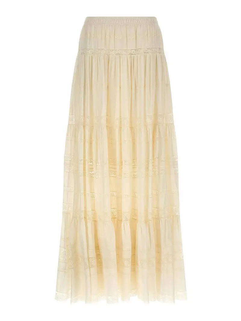 Gonna con inserto in pizzo Bianco