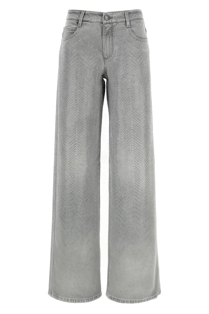 Jeans Strass Grigio