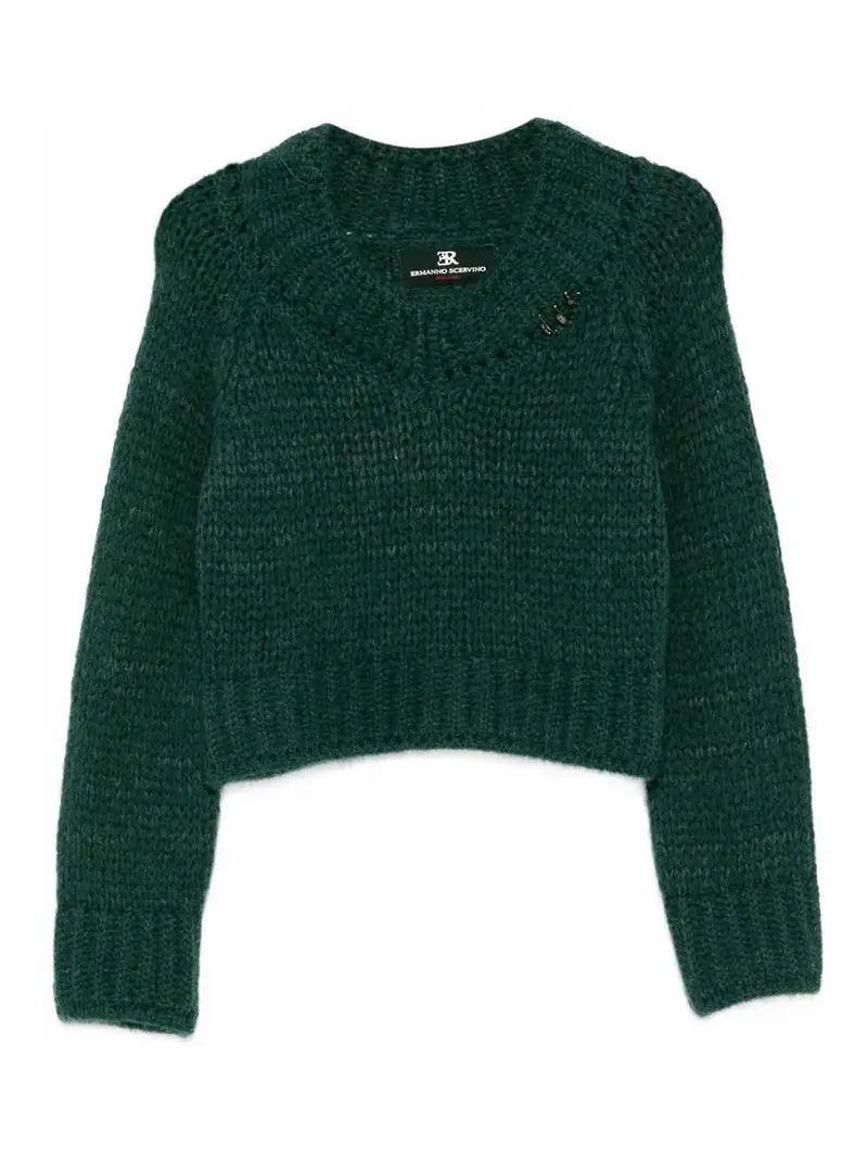 Maglione a V Verde